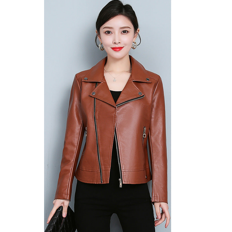 Women's Faux Leather Jacket – Short Slim-Fit Style