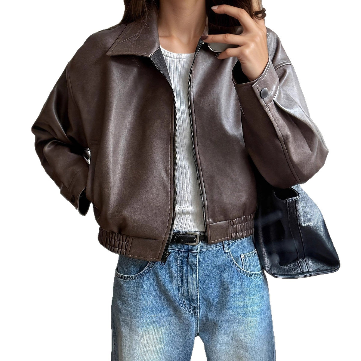 Women's Faux Leather Jacket – Retro Vintage-Inspired Style