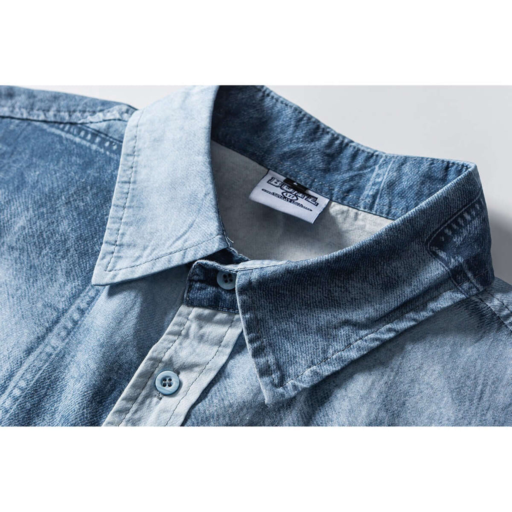 Streetwear Casual Oversized Denim Shirt for Men