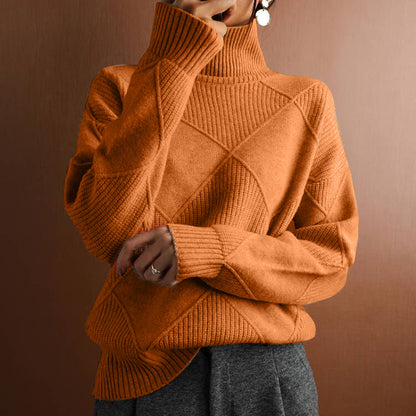 Women's loose-fit high-neck knit sweater