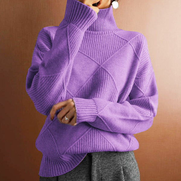 Women's Loose-Fit High-Neck Knit Sweater