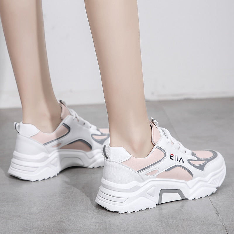 New Sneakers Women Breathable Mesh Casual Shoes Female Fashion Sneaker Lace Up High Leisure Women Vulcanize Shoe Platform