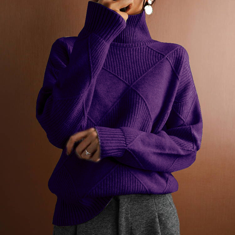 Women's Loose-Fit High-Neck Knit Sweater