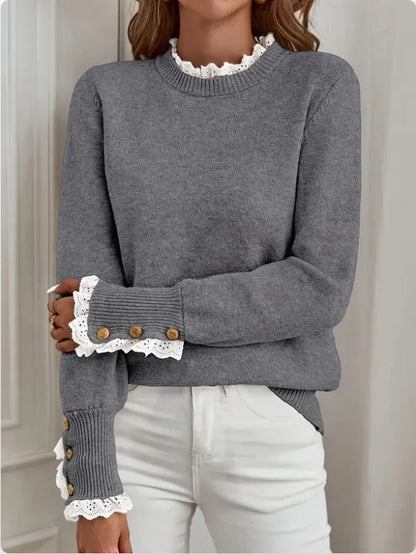 Women's Lace-Trim Knit Sweater