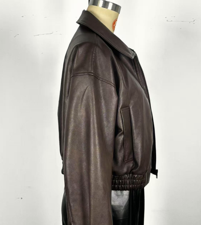 Women's Faux Leather Jacket – Retro Vintage-Inspired Style