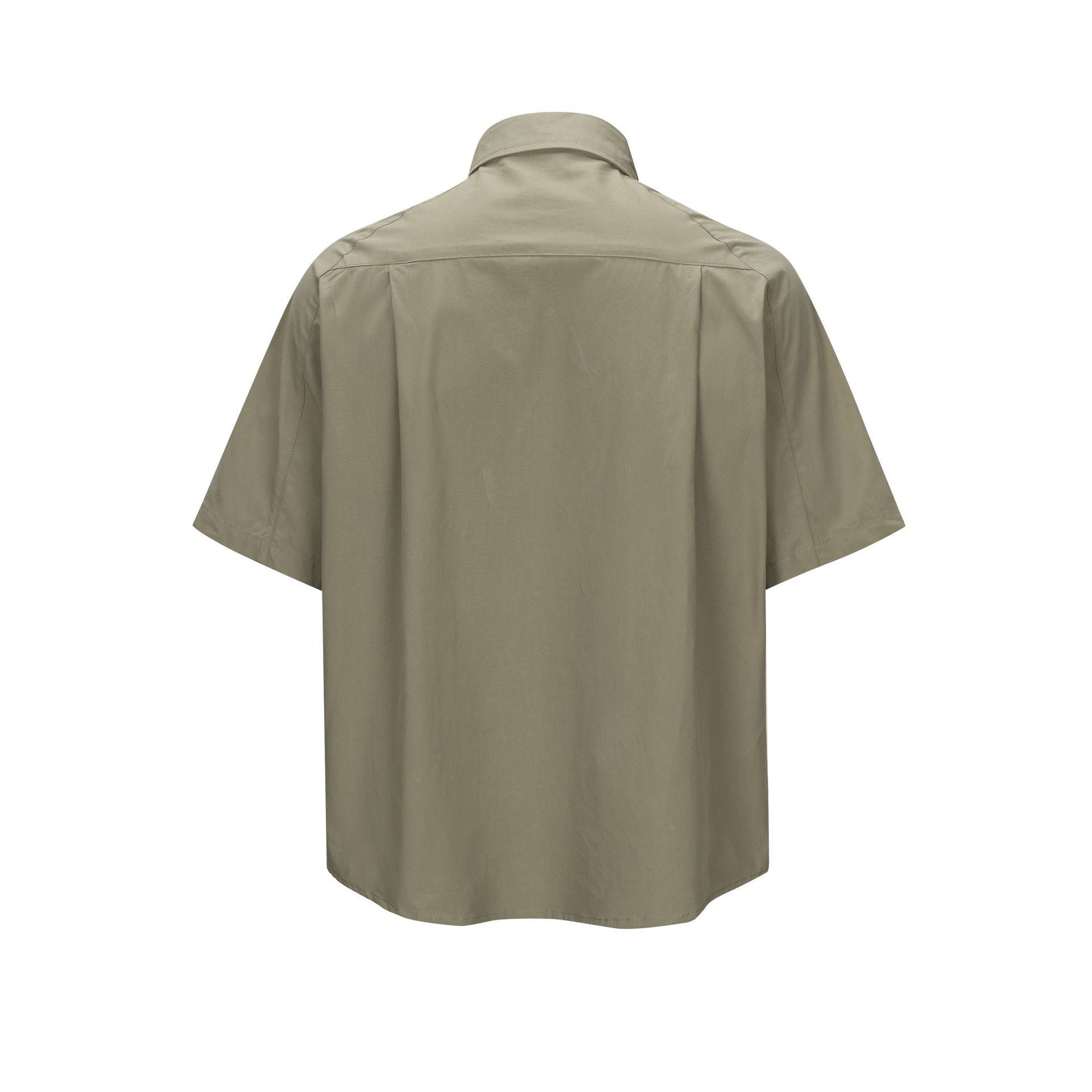 Split and spliced short sleeved shirt for men