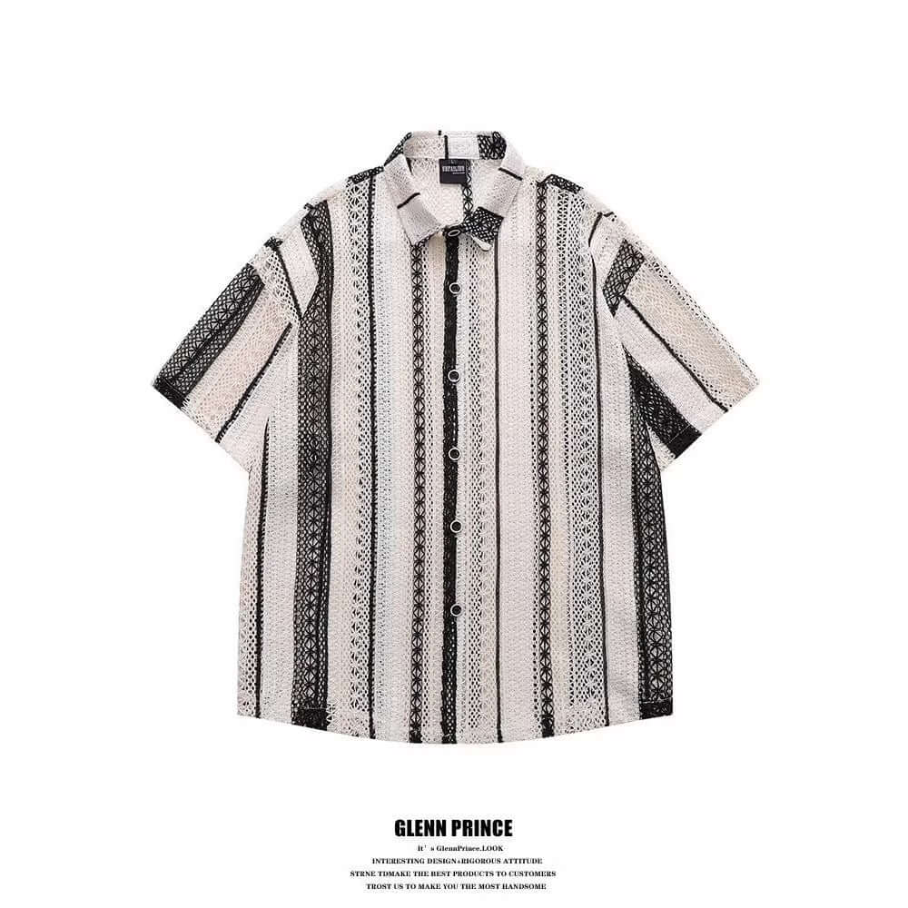 Outfit Hollow-Out Shirt Short Sleeve Men