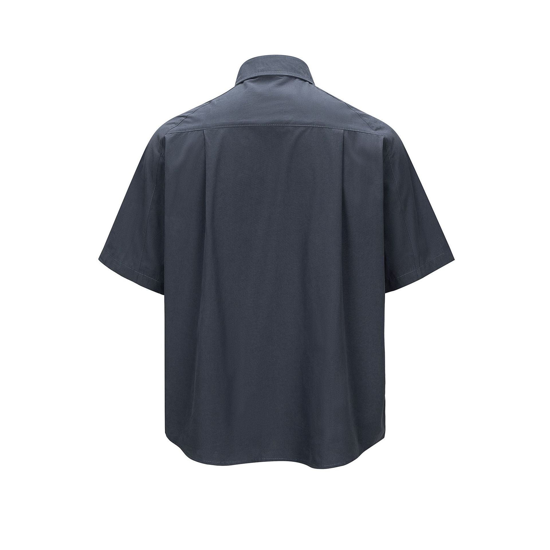 Split and spliced short sleeved shirt for men