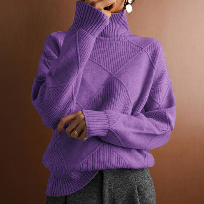 Women's Loose-Fit High-Neck Knit Sweater