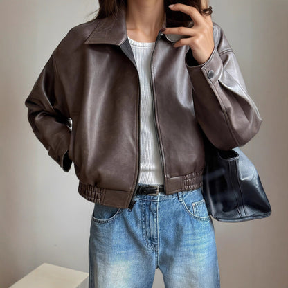 Women's Faux Leather Jacket – Retro Vintage-Inspired Style