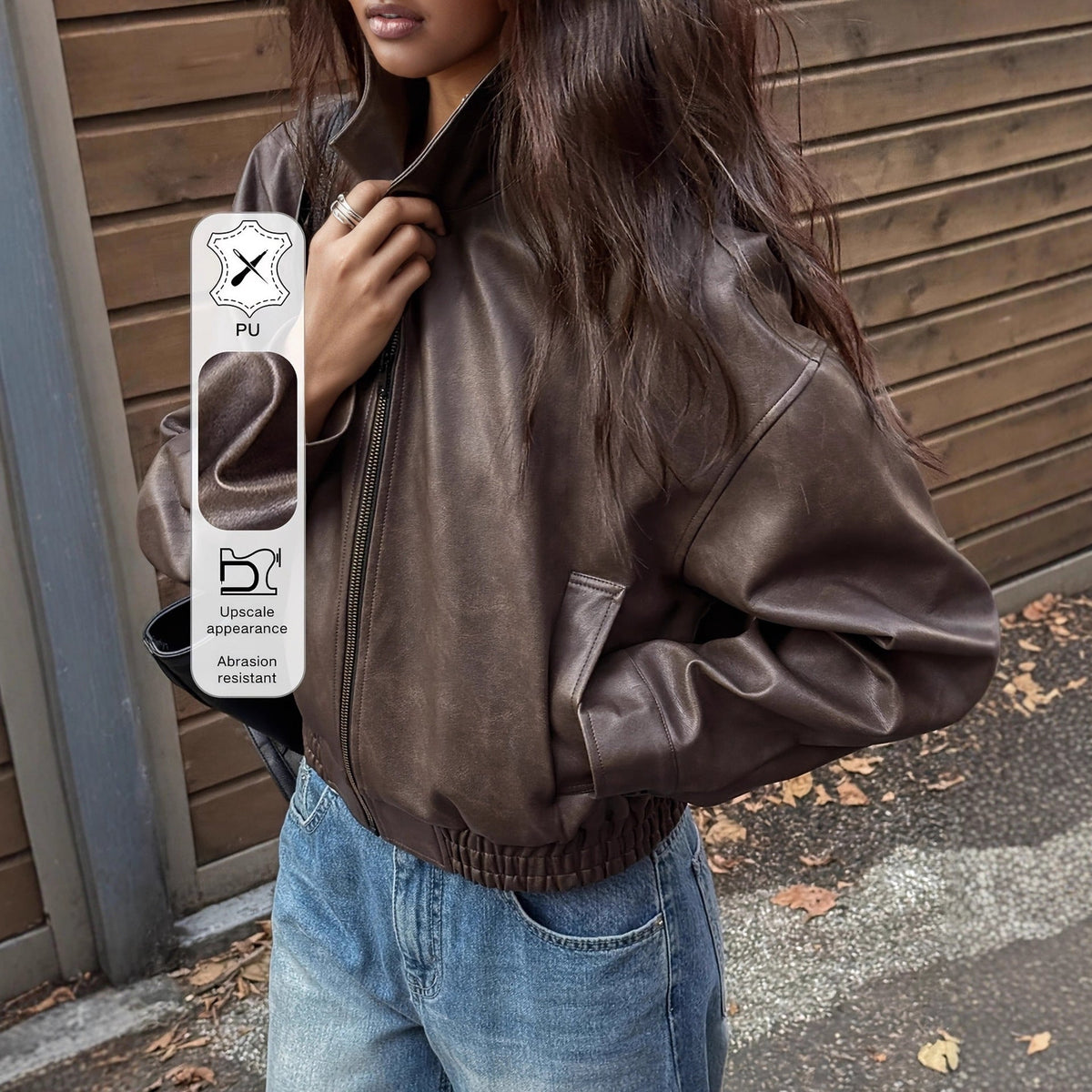 Women's Faux Leather Jacket – Retro Vintage-Inspired Style