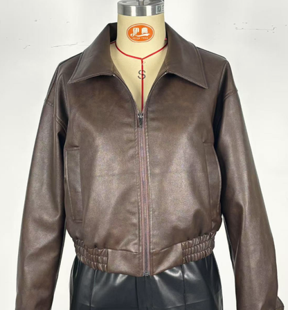 Women's Faux Leather Jacket – Retro Vintage-Inspired Style