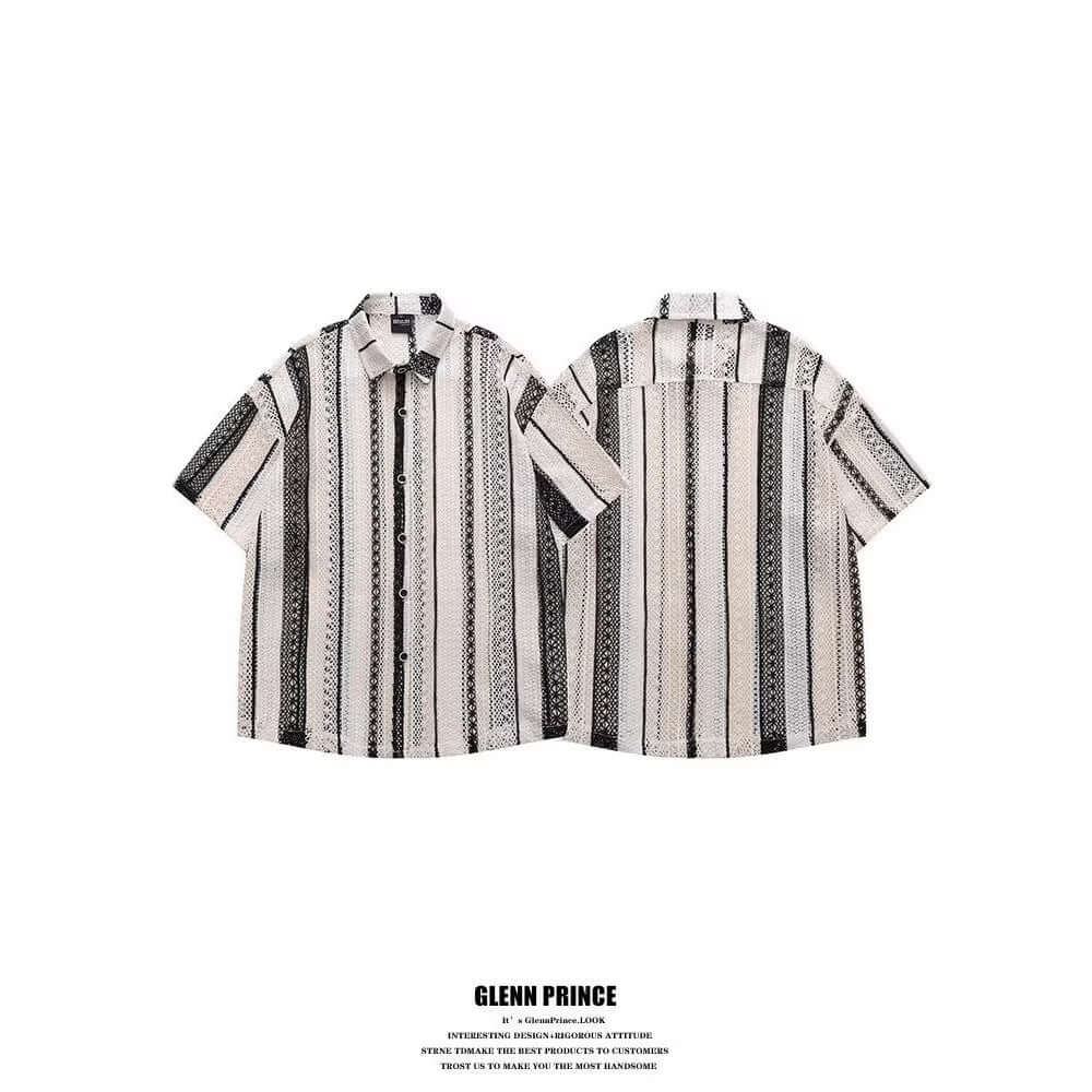 Outfit Hollow-Out Shirt Short Sleeve Men