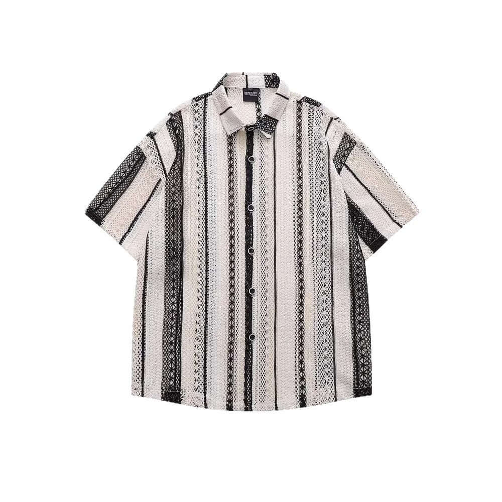 Outfit Hollow-Out Shirt Short Sleeve Men