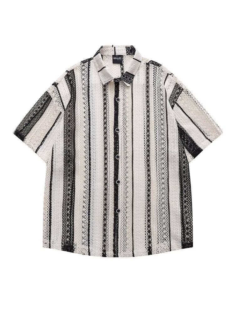 Outfit Hollow-Out Shirt Short Sleeve Men