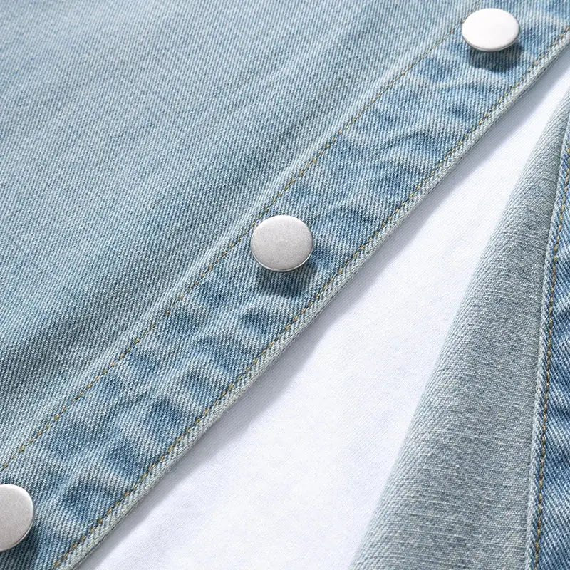 Suzynmom Men’s Light Blue Denim Overshirt Vintage Casual Fit - SuzynmomSuzynmomSuzynmomSuzynmom Men’s Light Blue Denim Overshirt Vintage Casual Fit