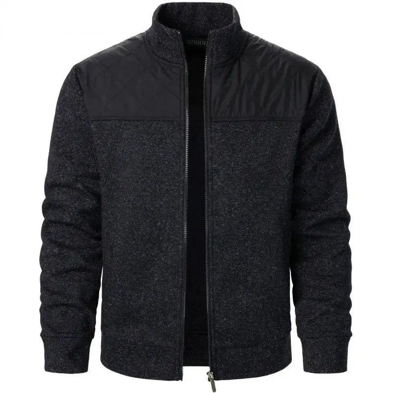Men's Patchwork Sweatshirts Stand Collar Jacket Slim Fit Cardigan - SuzynmomSuzynmomSuzynmomMen's Patchwork Sweatshirts Stand Collar Jacket Slim Fit Cardigan