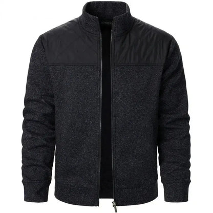 Men's Patchwork Sweatshirts Stand Collar Jacket Slim Fit Cardigan - SuzynmomSuzynmomSuzynmomMen's Patchwork Sweatshirts Stand Collar Jacket Slim Fit Cardigan