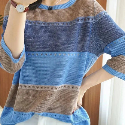 Suzynmom Women's Striped Pullover Sweater Long Sleeve Round Neck Autumn Fashion - SuzynmomSuzynmomSuzynmomSuzynmom Women's Striped Pullover Sweater Long Sleeve Round Neck Autumn Fashion