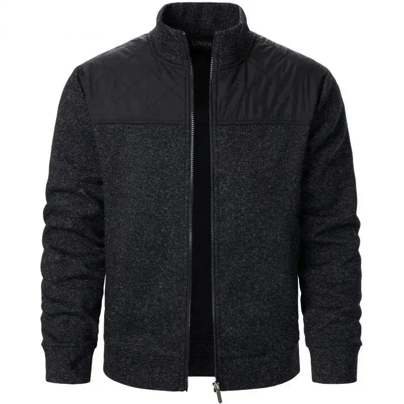 Suzynmom Men's Patchwork Sweatshirts Stand Collar Jacket Slim Fit Cardigan Streetwear Sportswear Casual Zip Up Coat Outdoor Tracksuit Men