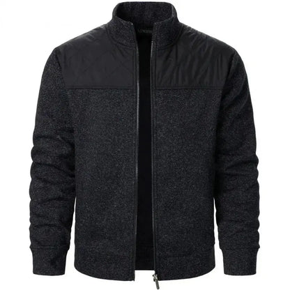 Suzynmom Men's Patchwork Sweatshirts Stand Collar Jacket Slim Fit Cardigan Streetwear Sportswear Casual Zip Up Coat Outdoor Tracksuit Men