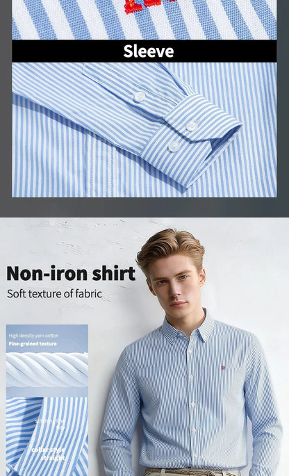 Suzynmom Men's Shirt Elegant Commuting Single Breasted Men's Shirt Business Thin Stripe Design Classic Casual Men's Long Sleeved Blouses