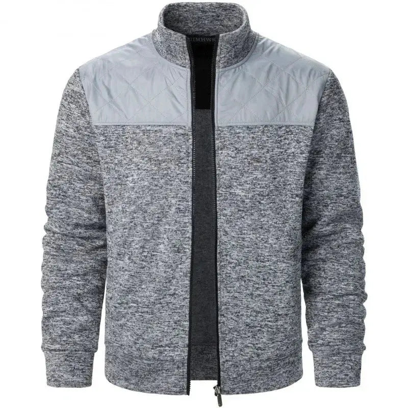 Suzynmom Men's Patchwork Sweatshirts Stand Collar Jacket Slim Fit Cardigan Streetwear Sportswear Casual Zip Up Coat Outdoor Tracksuit Men