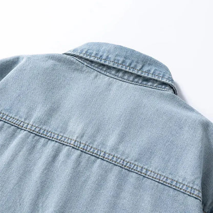 Suzynmom Men’s Light Blue Denim Overshirt Vintage Casual Fit - SuzynmomSuzynmomSuzynmomSuzynmom Men’s Light Blue Denim Overshirt Vintage Casual Fit