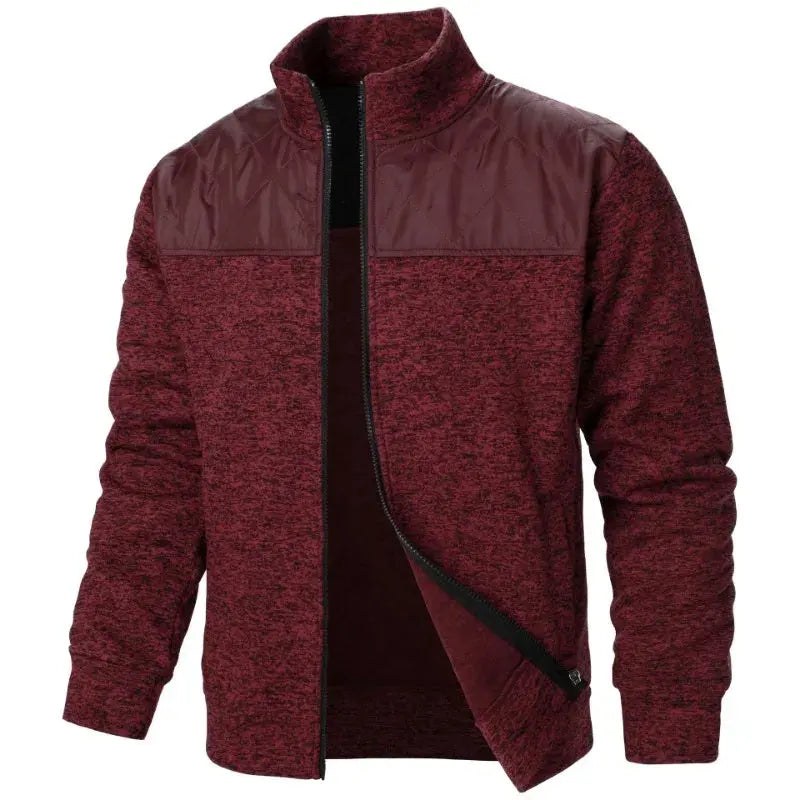 Suzynmom Men's Patchwork Sweatshirts Stand Collar Jacket Slim Fit Cardigan Streetwear Sportswear Casual Zip Up Coat Outdoor Tracksuit Men