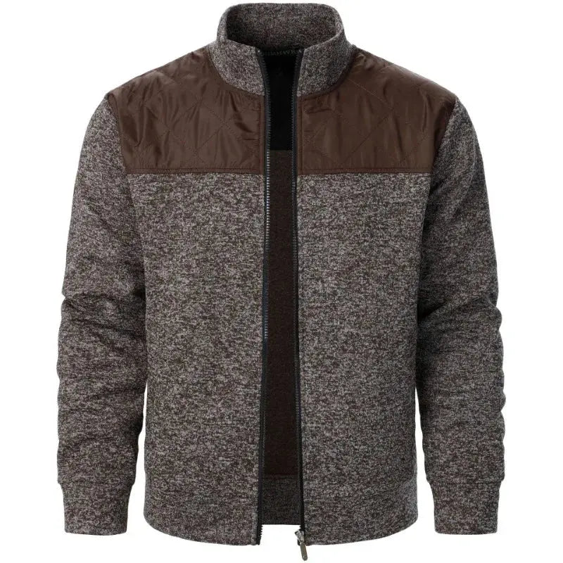 Suzynmom Men's Patchwork Sweatshirts Stand Collar Jacket Slim Fit Cardigan Streetwear Sportswear Casual Zip Up Coat Outdoor Tracksuit Men