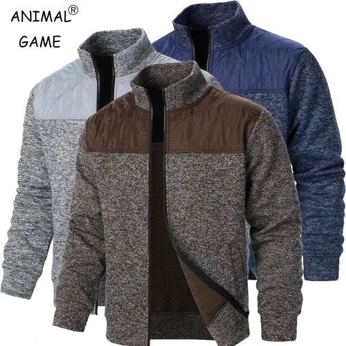 Men's Patchwork Sweatshirts Stand Collar Jacket Slim Fit Cardigan - SuzynmomSuzynmomSuzynmomMen's Patchwork Sweatshirts Stand Collar Jacket Slim Fit Cardigan