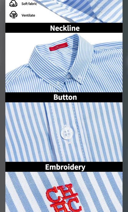 Suzynmom Men's Shirt Elegant Commuting Single Breasted Men's Shirt Business Thin Stripe Design Classic Casual Men's Long Sleeved Blouses