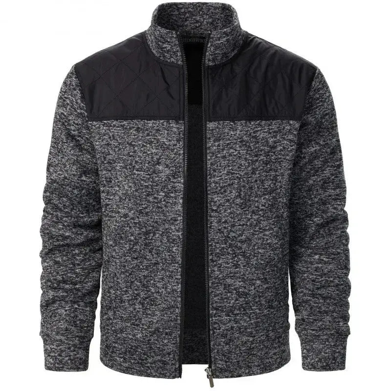 Suzynmom Men's Patchwork Sweatshirts Stand Collar Jacket Slim Fit Cardigan Streetwear Sportswear Casual Zip Up Coat Outdoor Tracksuit Men