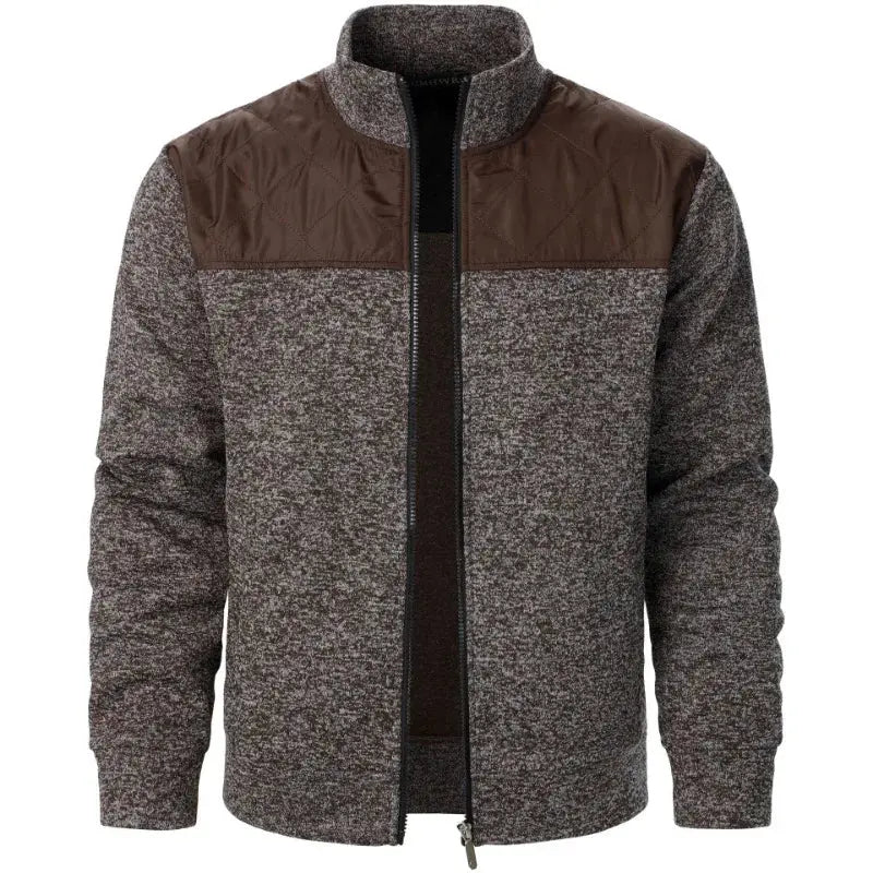 Suzynmom Men's Patchwork Sweatshirts Stand Collar Jacket Slim Fit Cardigan Streetwear Sportswear Casual Zip Up Coat Outdoor Tracksuit Men