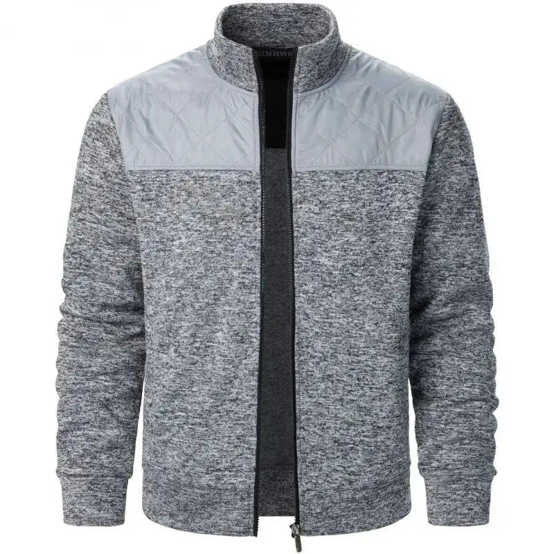 Suzynmom Men's Patchwork Sweatshirts Stand Collar Jacket Slim Fit Cardigan Streetwear Sportswear Casual Zip Up Coat Outdoor Tracksuit Men