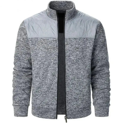 Suzynmom Men's Patchwork Sweatshirts Stand Collar Jacket Slim Fit Cardigan Streetwear Sportswear Casual Zip Up Coat Outdoor Tracksuit Men