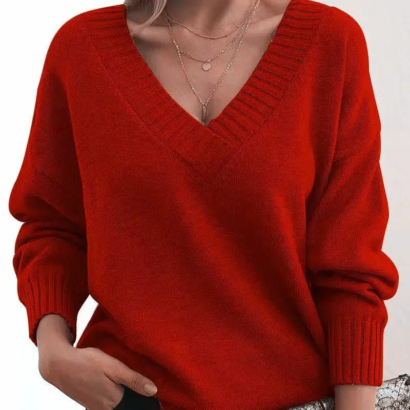 Nowsaa Women Sweater Long Sleeved V Neck Knitted Pullover Patchwork Solid Spliced Jumper - SuzynmomSuzynmomSuzynmomNowsaa Women Sweater Long Sleeved V Neck Knitted Pullover Patchwork Solid Spliced Jumper