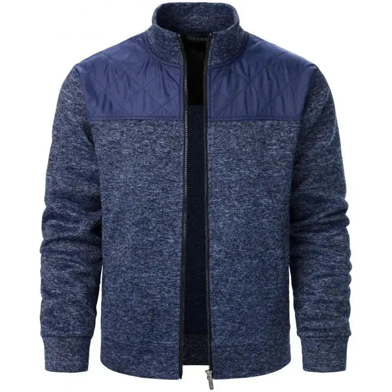 Suzynmom Men's Patchwork Sweatshirts Stand Collar Jacket Slim Fit Cardigan Streetwear Sportswear Casual Zip Up Coat Outdoor Tracksuit Men