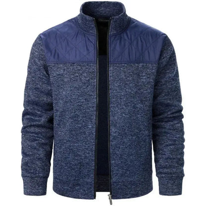Suzynmom Men's Patchwork Sweatshirts Stand Collar Jacket Slim Fit Cardigan Streetwear Sportswear Casual Zip Up Coat Outdoor Tracksuit Men