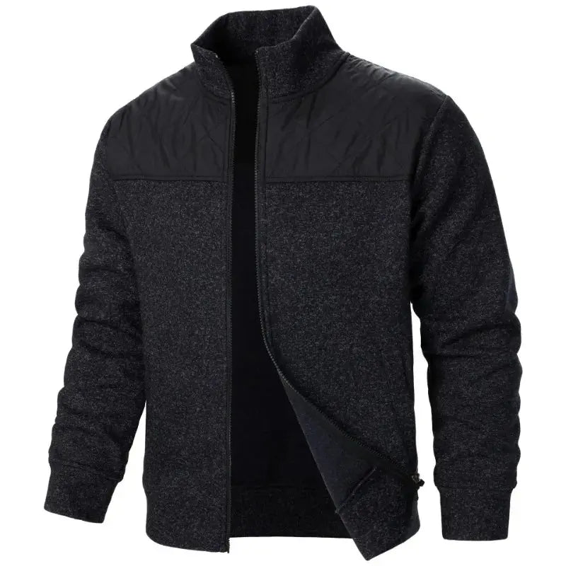 Men's Patchwork Sweatshirts Stand Collar Jacket Slim Fit Cardigan - SuzynmomSuzynmomSuzynmomMen's Patchwork Sweatshirts Stand Collar Jacket Slim Fit Cardigan