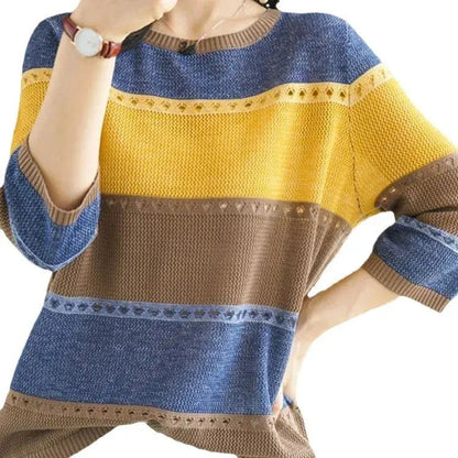 Suzynmom Women's Striped Pullover Sweater Long Sleeve Round Neck Autumn Fashion - SuzynmomSuzynmomSuzynmomSuzynmom Women's Striped Pullover Sweater Long Sleeve Round Neck Autumn Fashion
