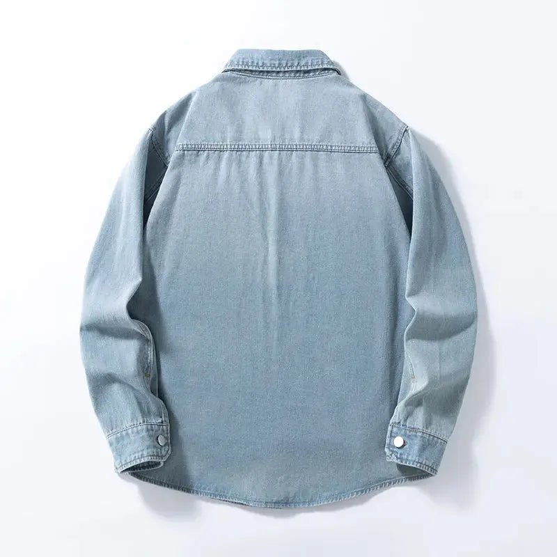 Suzynmom Men’s Light Blue Denim Overshirt Vintage Casual Fit - SuzynmomSuzynmomSuzynmomSuzynmom Men’s Light Blue Denim Overshirt Vintage Casual Fit