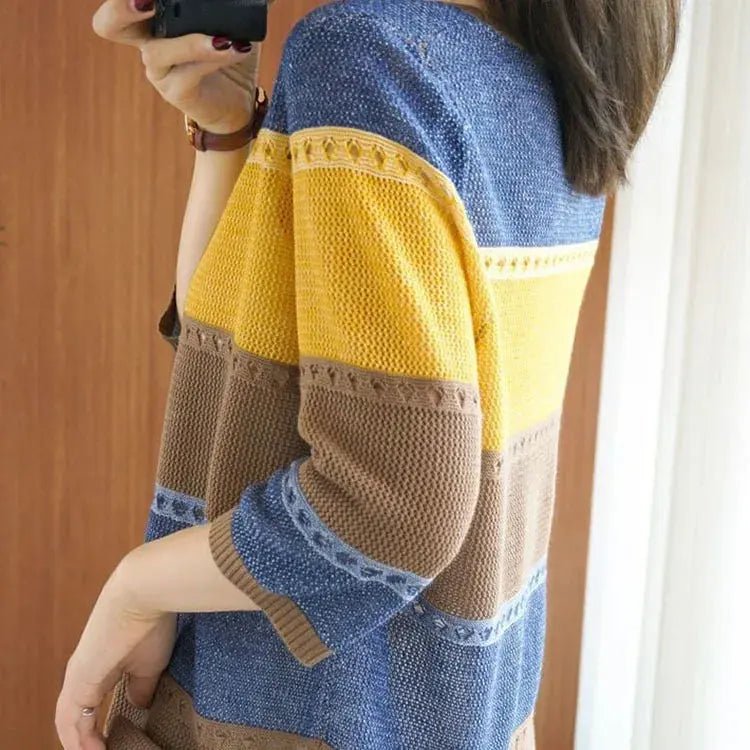 Suzynmom Women's Striped Pullover Sweater Long Sleeve Round Neck Autumn Fashion - SuzynmomSuzynmomSuzynmomSuzynmom Women's Striped Pullover Sweater Long Sleeve Round Neck Autumn Fashion