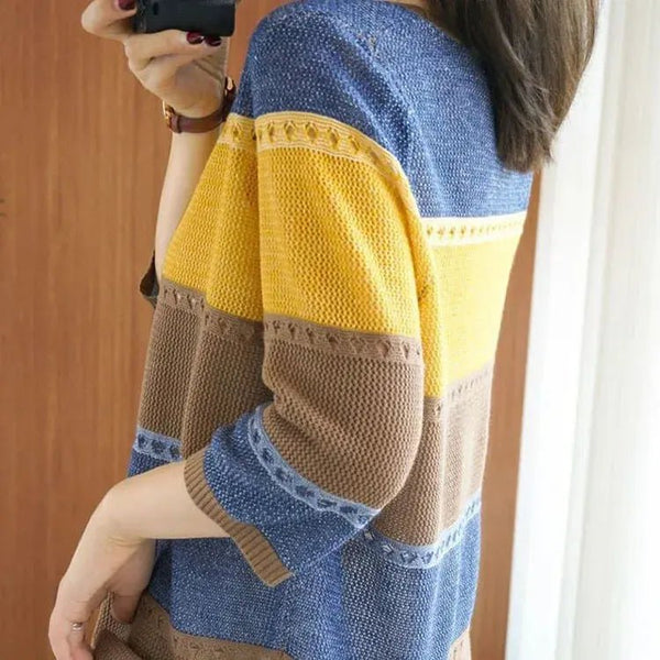 Suzynmom Women's Striped Pullover Sweater Long Sleeve Round Neck Autumn Fashion - SuzynmomSuzynmomSuzynmomSuzynmom Women's Striped Pullover Sweater Long Sleeve Round Neck Autumn Fashion