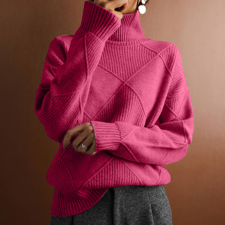 Women's Loose-Fit High-Neck Knit Sweater