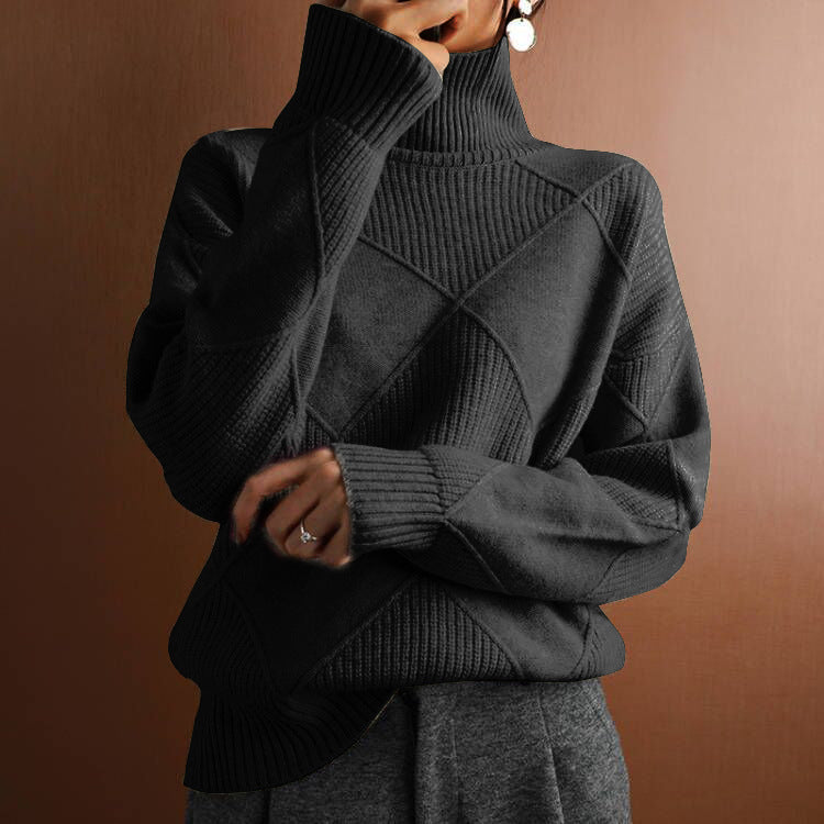Women's Loose-Fit High-Neck Knit Sweater