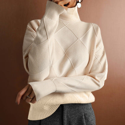 Women's Loose-Fit High-Neck Knit Sweater