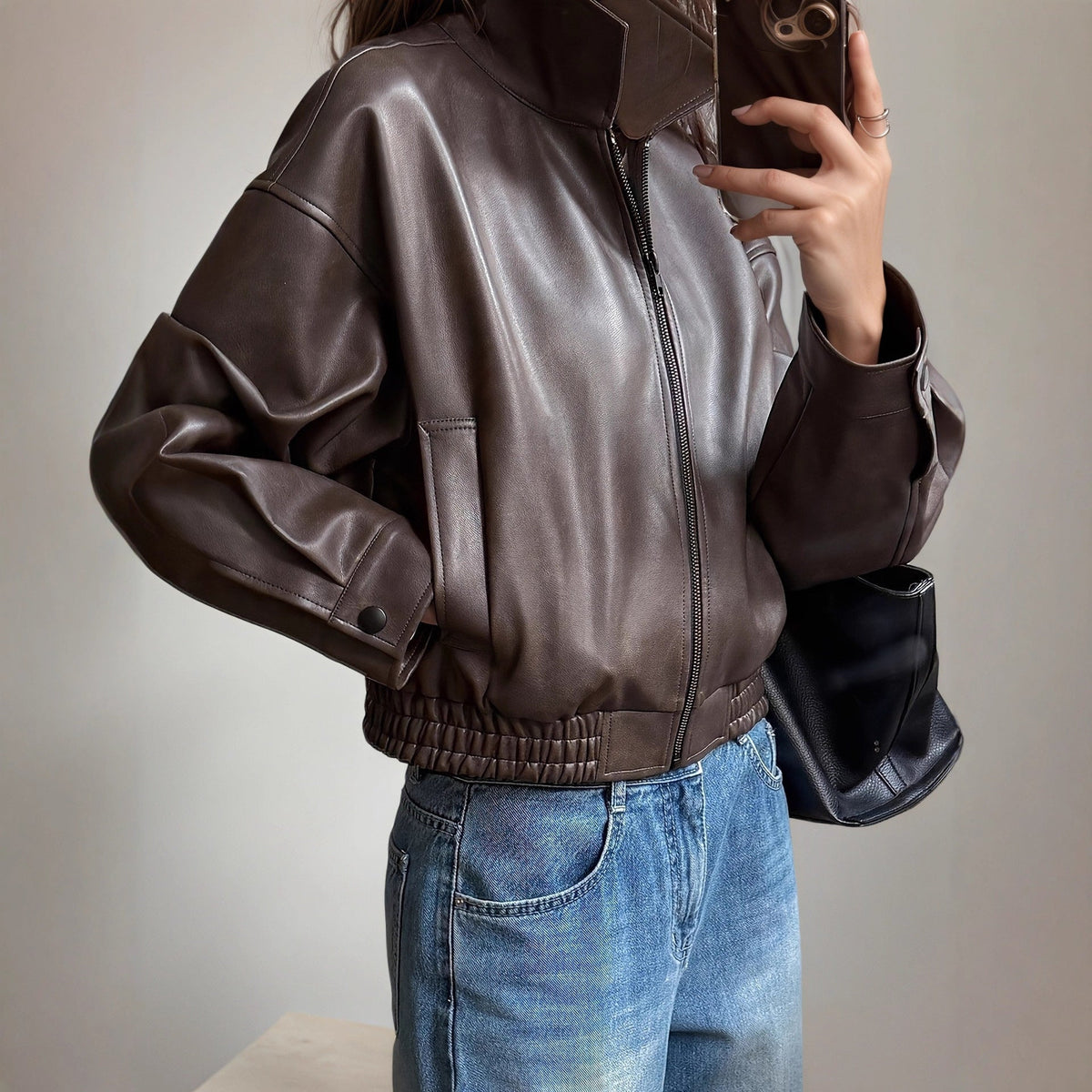 Women's Faux Leather Jacket – Retro Vintage-Inspired Style