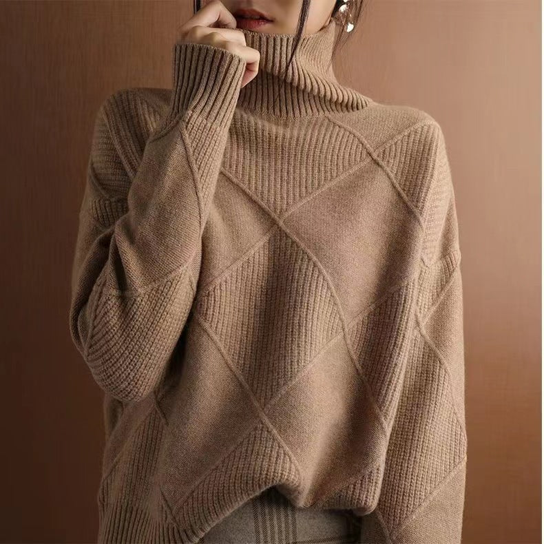 Women's Loose-Fit High-Neck Knit Sweater