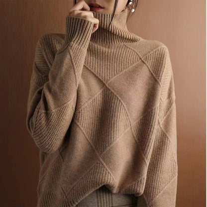 Women's Loose-Fit High-Neck Knit Sweater